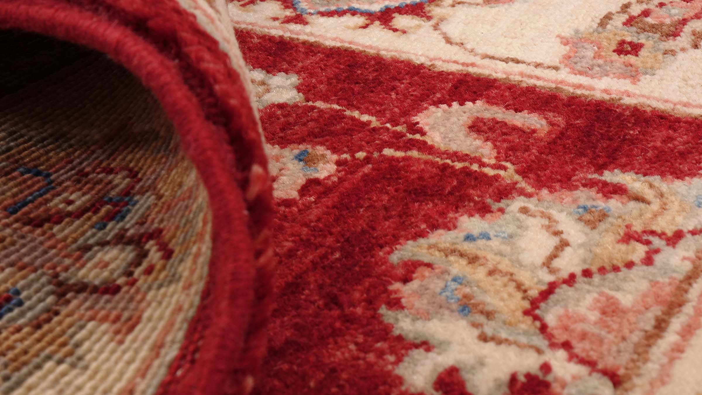 Chobi Ziegler Teppich 80x120 Handgeknüpft Rot Floral Orientalisch UNIKAT Kurzflor