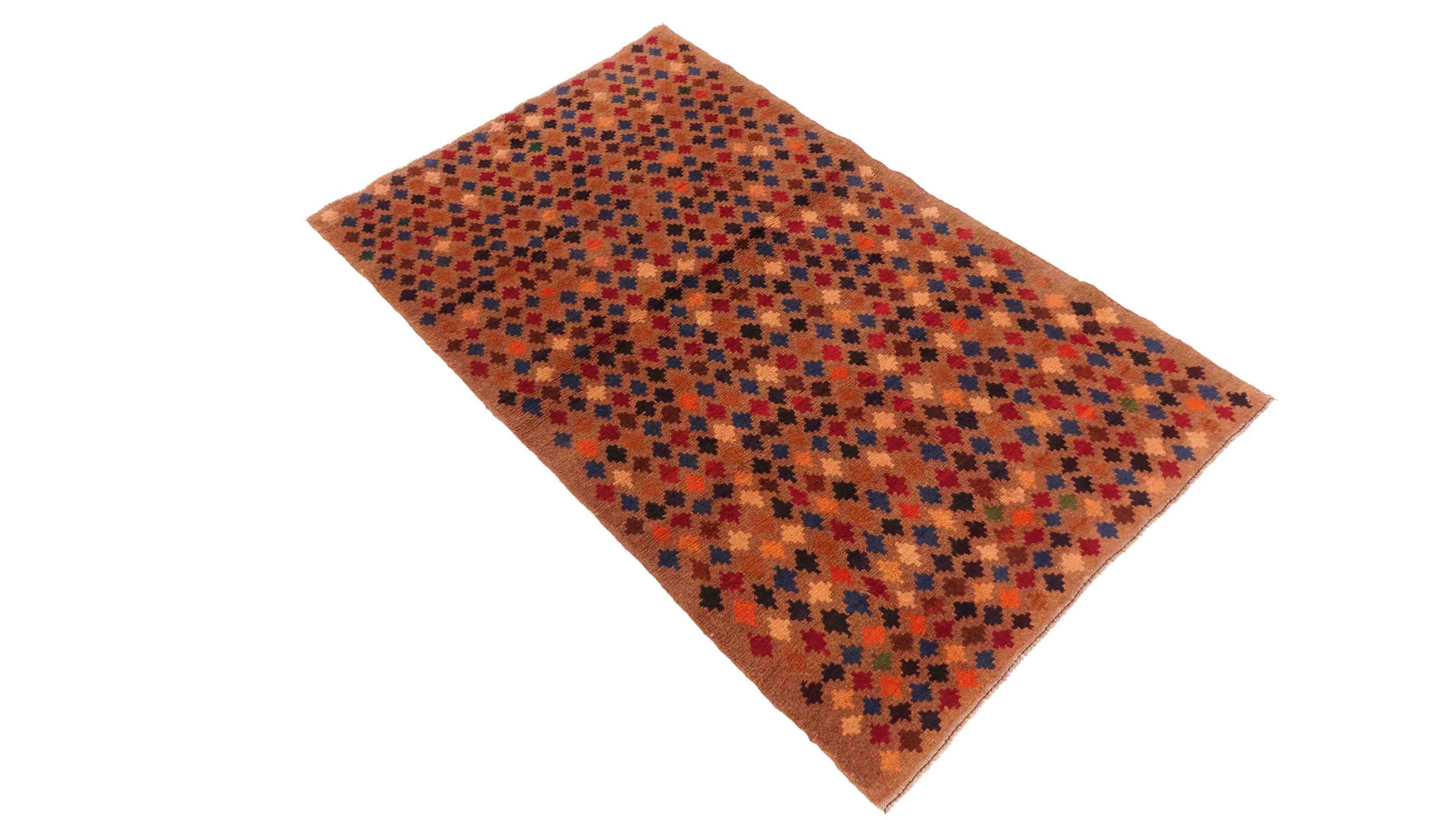 Gabbeh Teppich 110x180 Handgeknüpft Braun Streifen Orientalisch UNIKAT Kurzflor