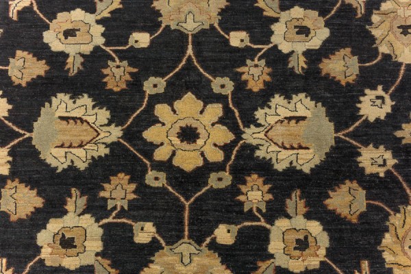Afghan Chobi Ziegler 415x312 Handgeknüpft Teppich 310x420 Schwarz Orientalisch Kurzflor