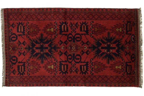 Afghan Khal Mohammadi 126x74 Handgeknüpft Teppich 70x130 Braun Geometrisch Muster