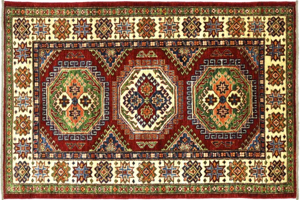 Afghan Kazak Fein 167x95 Handgeknüpft Orientteppich 100x170 Rot Umrandung Wolle