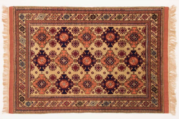 Afghan Mauri Kabul 156x110 Handgeknüpft Teppich 110x160 Gold Geometrisch Muster