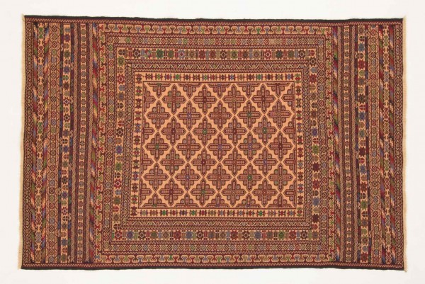 Afghan Mushwani Kelim 192x126 Handgewebt Teppich 130x190 Mehrfarbig Geometrisch Muster