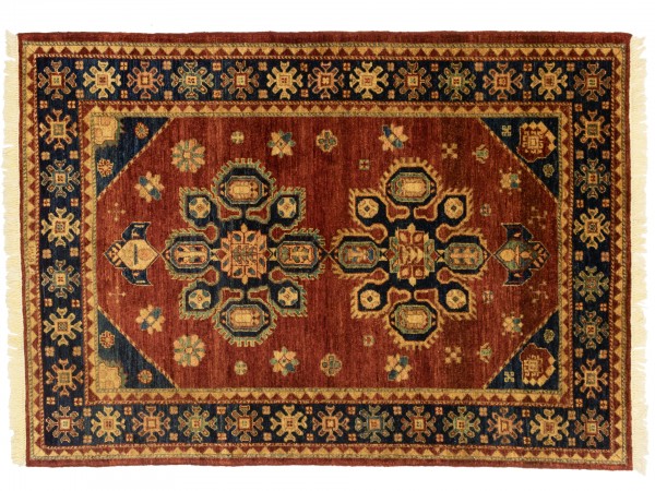 Afghan Chobi Ziegler 177x123 Handgeknüpft Teppich 120x180 Rot Blumenmuster Kurzflor