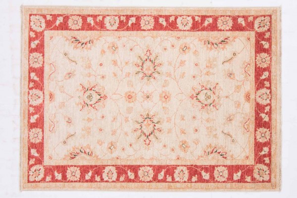 Afghan Chobi Ziegler 143x102 Handgeknüpft Teppich 100x140 Beige Orientalisch Kurzflor