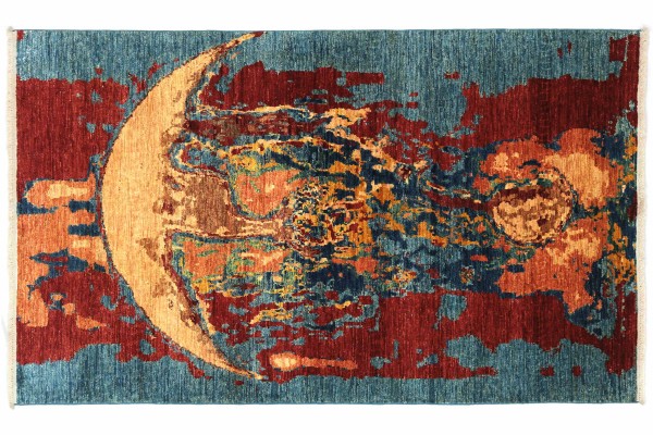 Afghan Ziegler Ariana Hirsch 182x123 Handgeknüpft Orientteppich 120x180 Rot Abstrakt