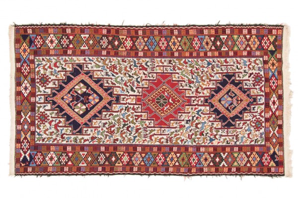 Perser Sumakh 205x117 Handgewebt Teppich 120x210 Mehrfarbig Orientalisch Handarbeit