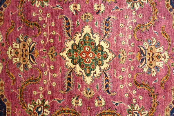Afghan Ziegler Ariana Rund 240x247 Handgeknüpft Orientteppich 250x240 Quadratisch Rosa