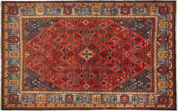 Perser Teppich 340x240 Handgeknüpft Orientteppich 240x340 Rot Medaillon Wolle Kurzflor