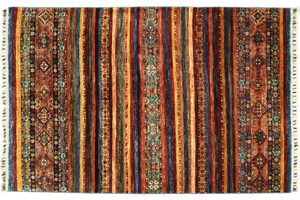 Afghan Khorjin Shaal 171x128 Handgeknüpft Orientteppich 130x170 Rot Floral Wolle
