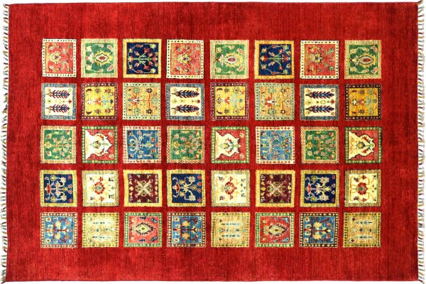 Afghan Ziegler Khorjin Bakhtiar 250x169 Handgeknüpft Orientteppich 170x250 Rot