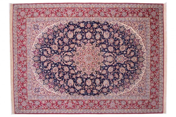 Perser Isfahan 340x253 Handgeknüpft Teppich 250x340 Blau Orientalisch Kurzflor Orient