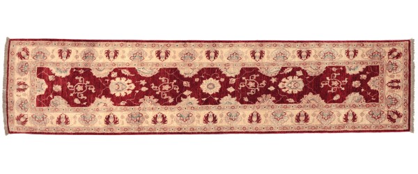 Afghan Chobi Ziegler 294x79 Handgeknüpft Teppich 80x290 Läufer Rot Orientalisch