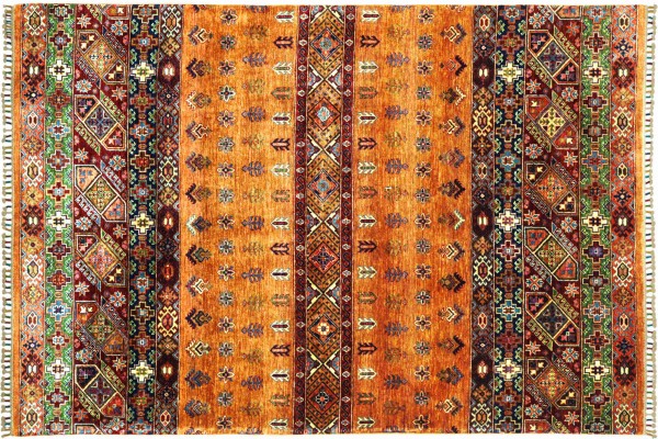 Afghan Ziegler Shaal 237x178 Handgeknüpft Orientteppich 180x240 Terracotta Gestreift