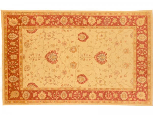 Afghan Chobi Ziegler 248x157 Handgeknüpft Teppich 160x250 Beige Blumenmuster Kurzflor