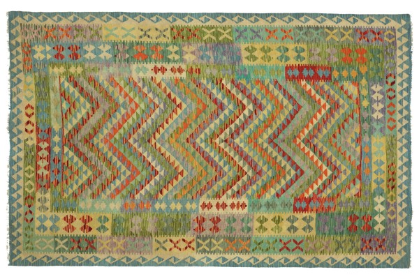 Afghan Maimana Kelim Bunt 240x175 Handgewebt Teppich 180x240 Bunt Geometrisch Orient
