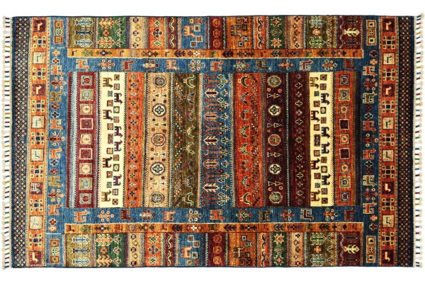 Afghan Ziegler Khorjin Nomaden 177x126 Handgeknüpft Orientteppich 130x180 Blau