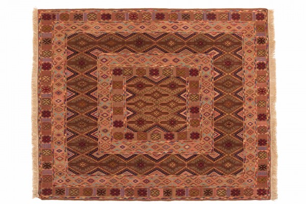 Afghan Mushwani Kelim 167x139 Handgewebt Teppich 140x170 Mehrfarbig Orientalisch