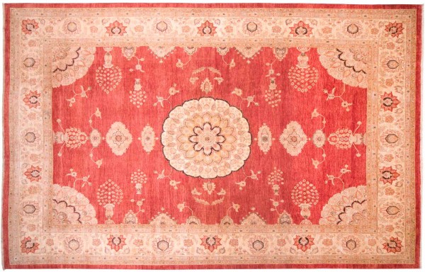 Afghan Chobi Ziegler Fein 410x306 Handgeknüpft Teppich 310x410 Braun Medaillon Kurzflor