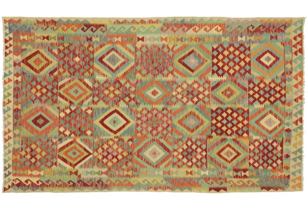 Afghan Maimana Kelim Bunt 287x186 Handgewebt Teppich 190x290 Bunt Geometrisch Orient