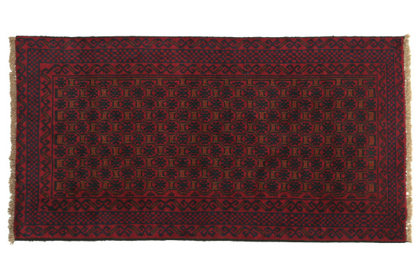 Afghan Belutsch 130x80 Handgeknüpft Teppich 80x130 Rot Geometrisch Muster Kurzflor