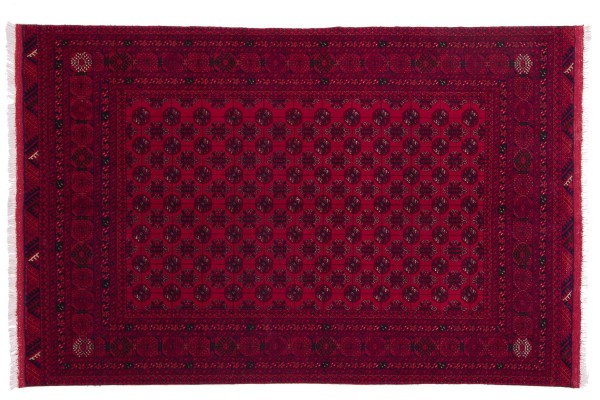 Afghan Orientteppich 194x125 Handgeknüpft Teppich 130x190 Rot Geometrisch Muster