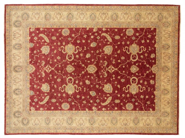 Afghan Chobi Ziegler 397x302 Handgeknüpft Teppich 300x400 Beige Blumenmuster Kurzflor