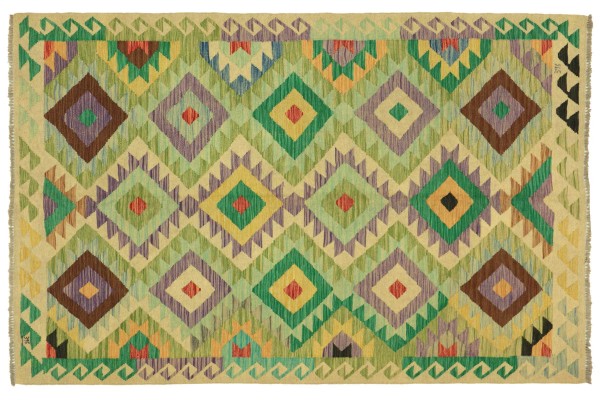 Afghan Maimana Kelim Bunt 204x151 Handgewebt Teppich 150x200 Bunt Geometrisch Orient