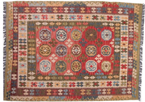 Afghan Maimana Kelim Bunt 205x159 Handgewebt Teppich 160x210 Mehrfarbig Geometrisch
