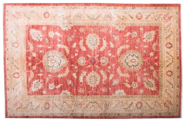 Afghan Chobi Ziegler Fein 186x121 Handgeknüpft Teppich 120x190 Rot Blumenmuster