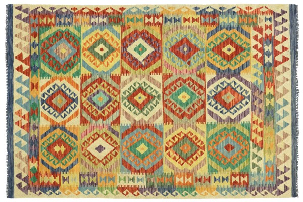 Afghan Maimana Kelim Bunt 198x148 Handgewebt Teppich 150x200 Bunt Geometrisch Orient