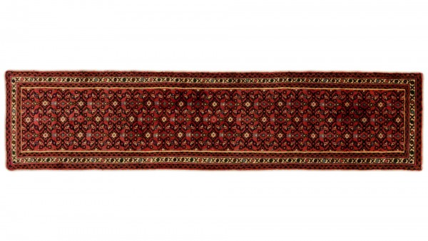 Perser Hamadan 291x69 Handgeknüpft Teppich 70x290 Läufer Mehrfarbig Geometrisch Muster