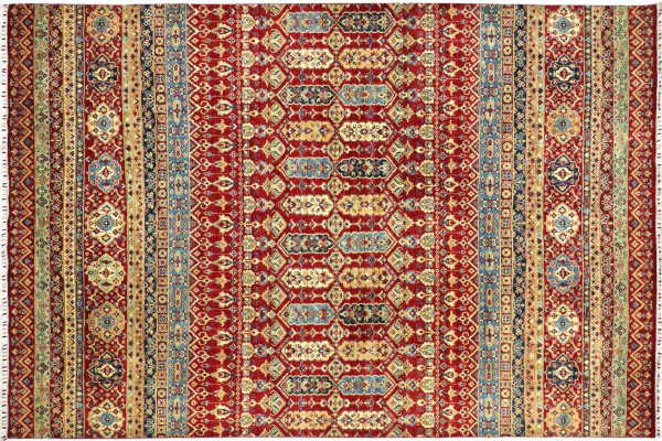 Afghan Ziegler Khorjin 356x277 Handgeknüpft Orientteppich 280x360 Rot Floral Wolle