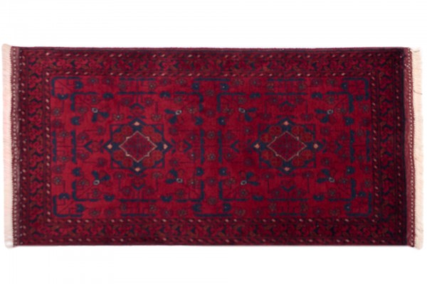 Afghan Belgique Khal Mohammadi 100x50 Handgeknüpft Teppich 50x100 Braun Geometrisch