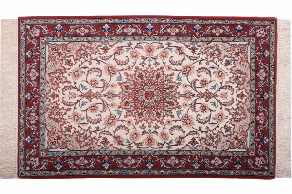 Perser Isfahan 120x76 Handgeknüpft Teppich 80x120 Beige Orientalisch Kurzflor Orient