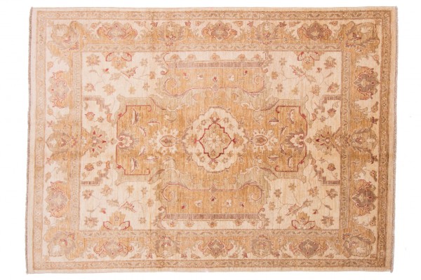 Afghan Chobi Ziegler 204x154 Handgeknüpft Teppich 150x200 Beige Orientalisch Kurzflor