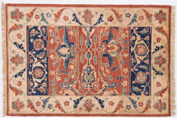 Afghan Chobi Ziegler 158x106 Handgeknüpft Teppich 110x160 Rot Orientalisch Kurzflor