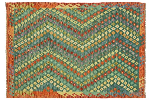 Afghan Maimana Kelim Bunt 189x156 Handgewebt Teppich 160x190 Bunt Geometrisch Orient