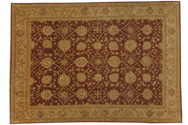 Afghan Chobi Ziegler 381x275 Handgeknüpft Teppich 280x380 Braun Orientalisch Kurzflor