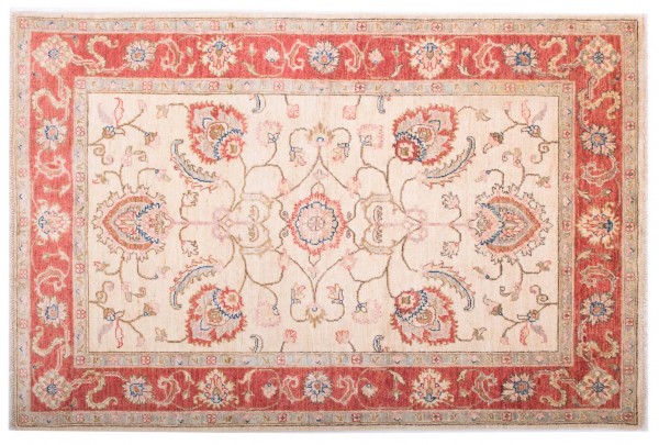Afghan Chobi Ziegler Fein 153x103 Handgeknüpft Teppich 100x150 Beige Blumenmuster