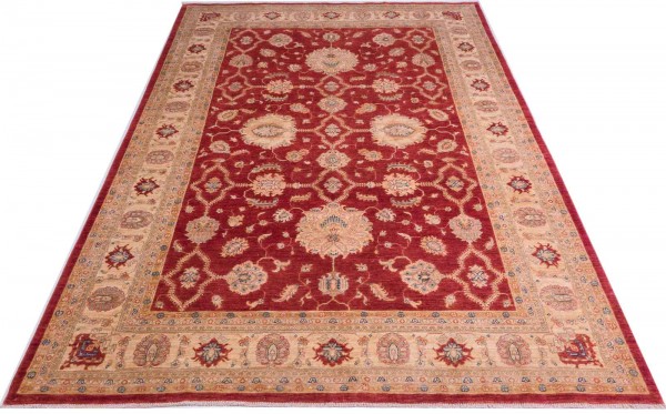 Afghan Chobi Ziegler Fein 295x210 Handgeknüpft Teppich 210x300 Rot Blumenmuster