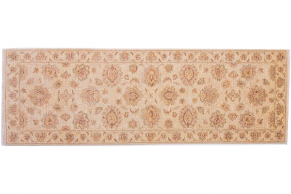 Afghan Chobi Ziegler 241x80 Handgeknüpft Teppich 80x240 Läufer Beige Orientalisch
