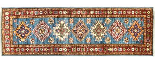 Afghan Kazak Fein 183x61 Handgeknüpft Orientteppich 60x180 Läufer Rot Geometrisch Wolle