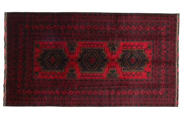 Afghan Beloutsch 343x209 Handgeknüpft Teppich 210x340 Rot Geometrisch Kurzflor Orient