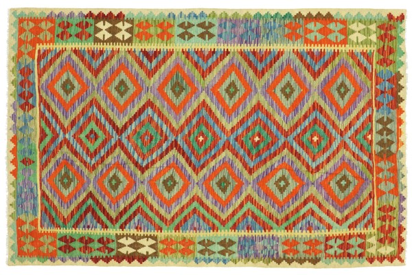 Afghan Maimana Kelim Bunt 203x148 Handgewebt Teppich 150x200 Bunt Geometrisch Orient