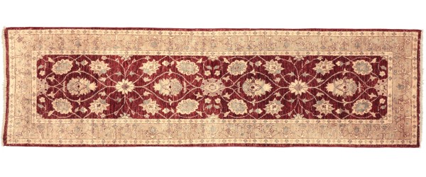 Afghan Chobi Ziegler 257x86 Handgeknüpft Teppich 90x260 Läufer Rot Blumenmuster
