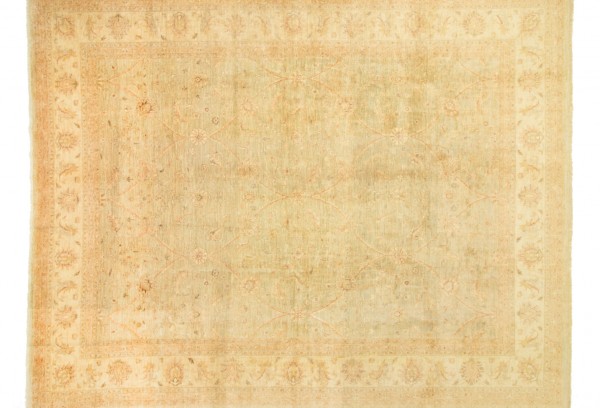 Afghan Chobi Ziegler 465x371 Handgeknüpft Teppich 370x470 Beige Blumenmuster Kurzflor