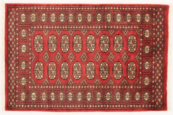 Pakistan Buchara 122x81 Handgeknüpft Teppich 80x120 Orange Geometrisch Muster Kurzflor