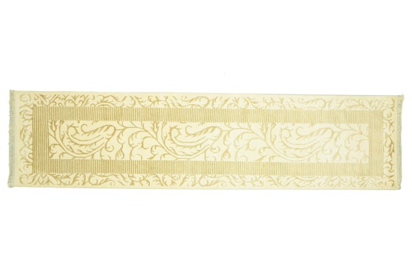 Asman 300x80 Handgeknüpft Teppich 80x300 Läufer Weiss Einfarbig Kurzflor Orient Rug