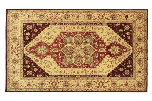 Afghan Chobi Ziegler 303x198 Handgeknüpft Teppich 200x300 Beige Spiegelmuster Kurzflor